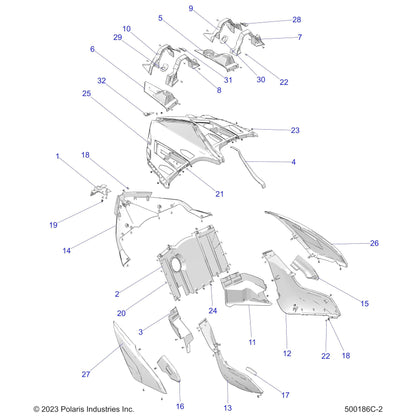 Polaris Slingshot PANEL-WING,REAR,OUTER,RH,BLACK, Genuine OEM Part 5454952-266, Qty 1