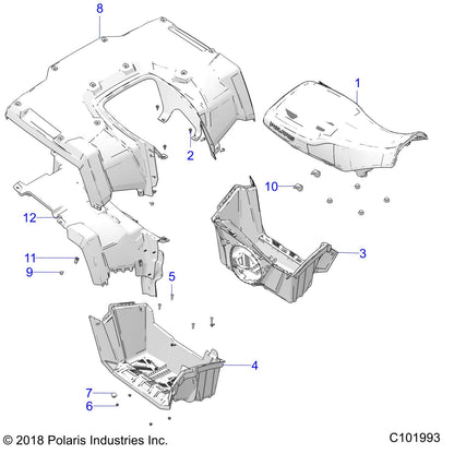 Polaris ATV ASM-SEAT,NYLON,BLK [INCL. 7,9], Genuine OEM Part 2688340-070, Qty 1