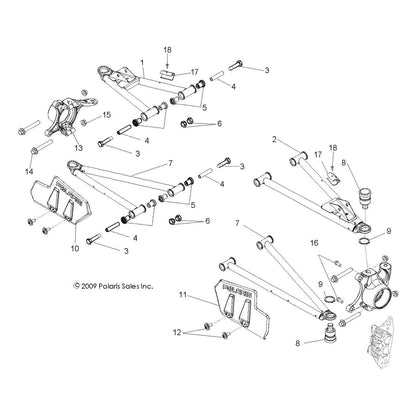 Polaris Ranger Control Arm, Front, Upper, Left Side, Medium Gloss Medium Gloss Black, Genuine OEM Part 1018197-067, Qty 1