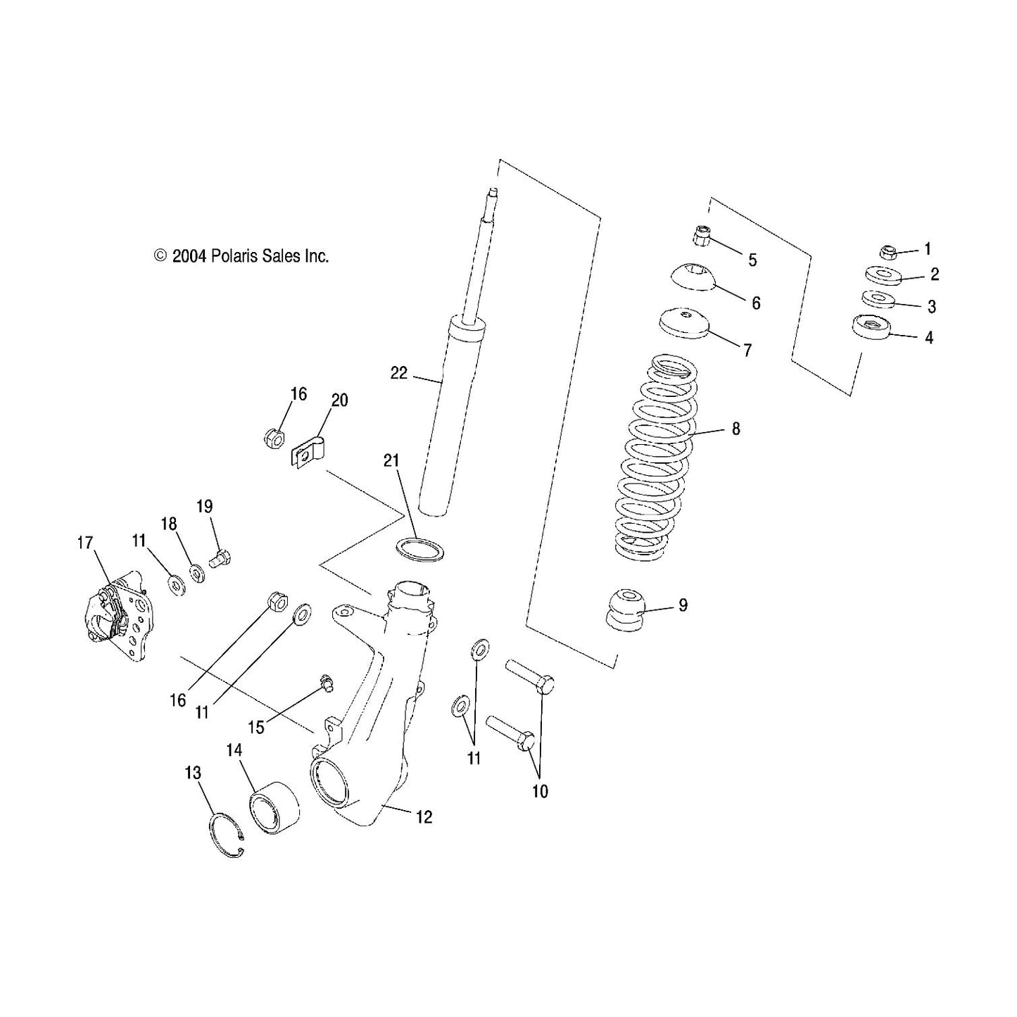 Polaris ATV Hubstrut Assembly, Left, Genuine OEM Part 1822653, Qty 1