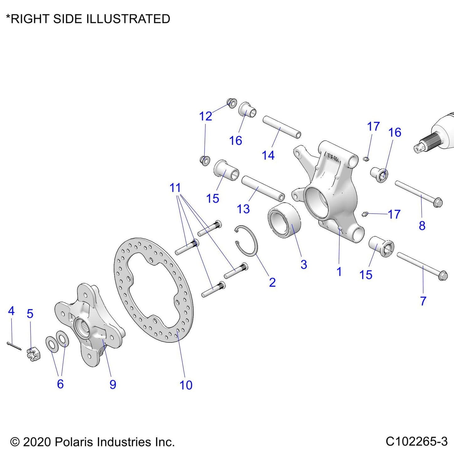 Polaris ATV Bearing Carrier, Right, Genuine OEM Part 5143608, Qty 1