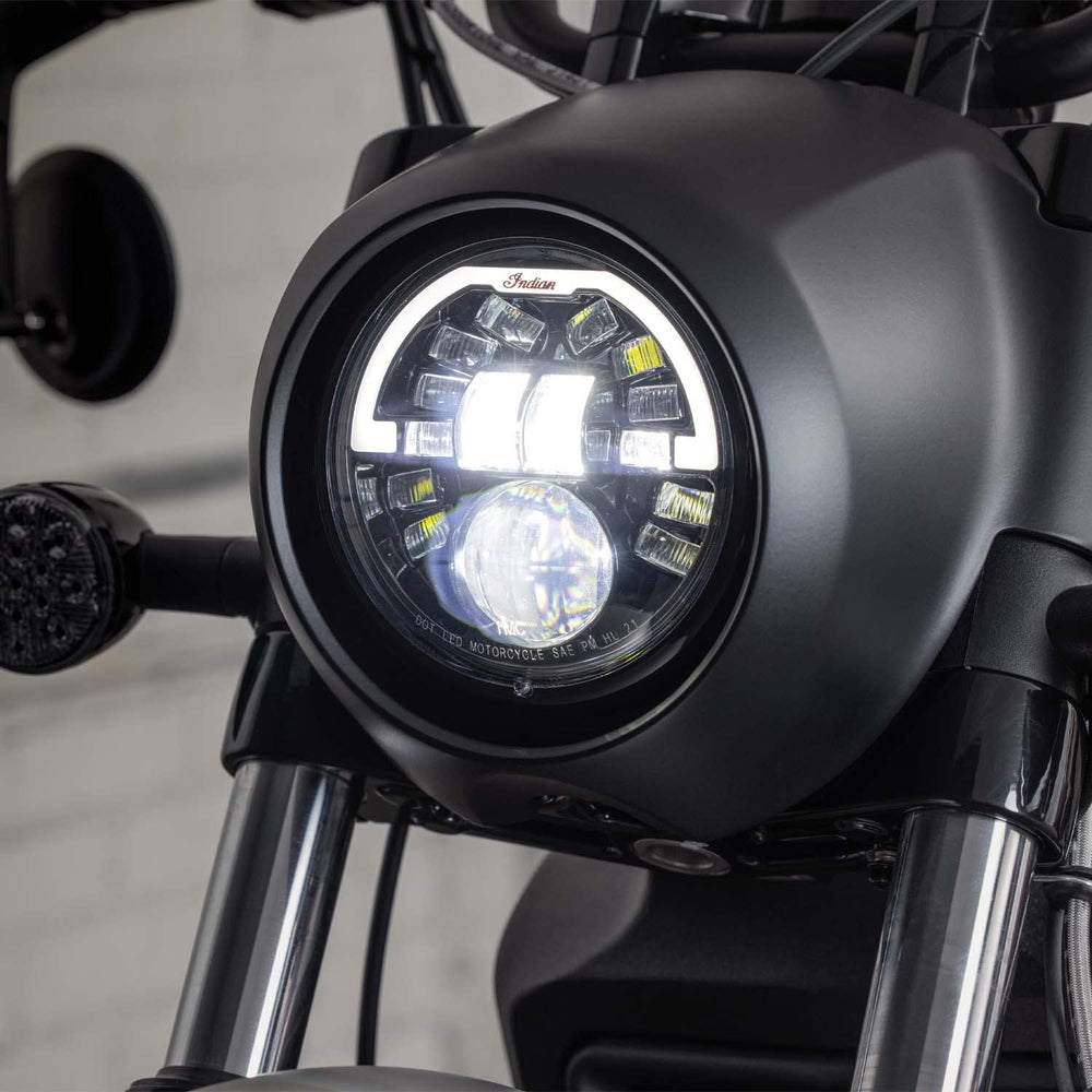 
                      
                        Indian Motorcycle Pathfinder Adaptive 5.75 LED Headlights High and Low Beam for Scout, Scout Bobber, Scout Rogue, Scout Sixty Models and More, Gloss Black, 15 Individual Beams - 2884996-266
                      
                    