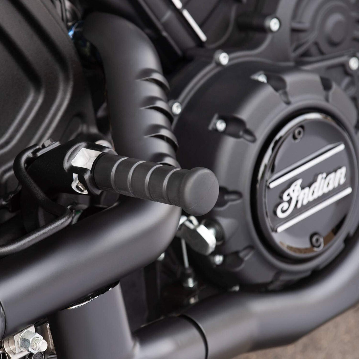 Indian Motorcycle Adjustable Passenger Foot Pegs for All Scout, Scout Bobber, Scout Sixty and Scout Rogue Models, Grooved Rubber Grips, 2-Up Riding, Comfort, Pair, Matte Black - 2882251-626