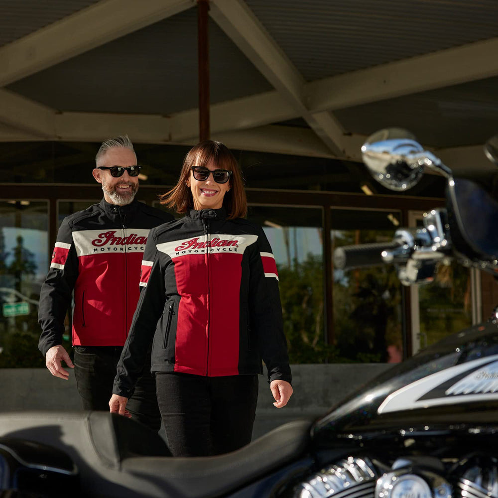 
                      
                        Indian Motorcycle Men's Madison Jacket in Red with Classic Riding Style
                      
                    