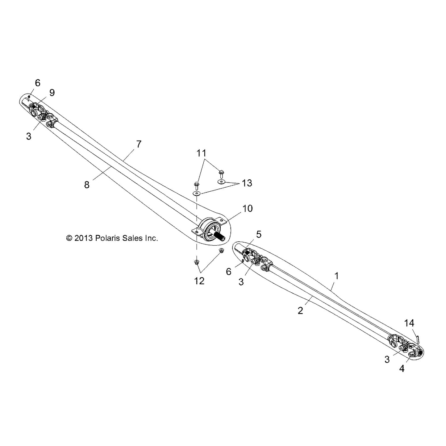 Polaris Ranger Front Propshaft Assembly, Genuine OEM Part 1333146, Qty 1