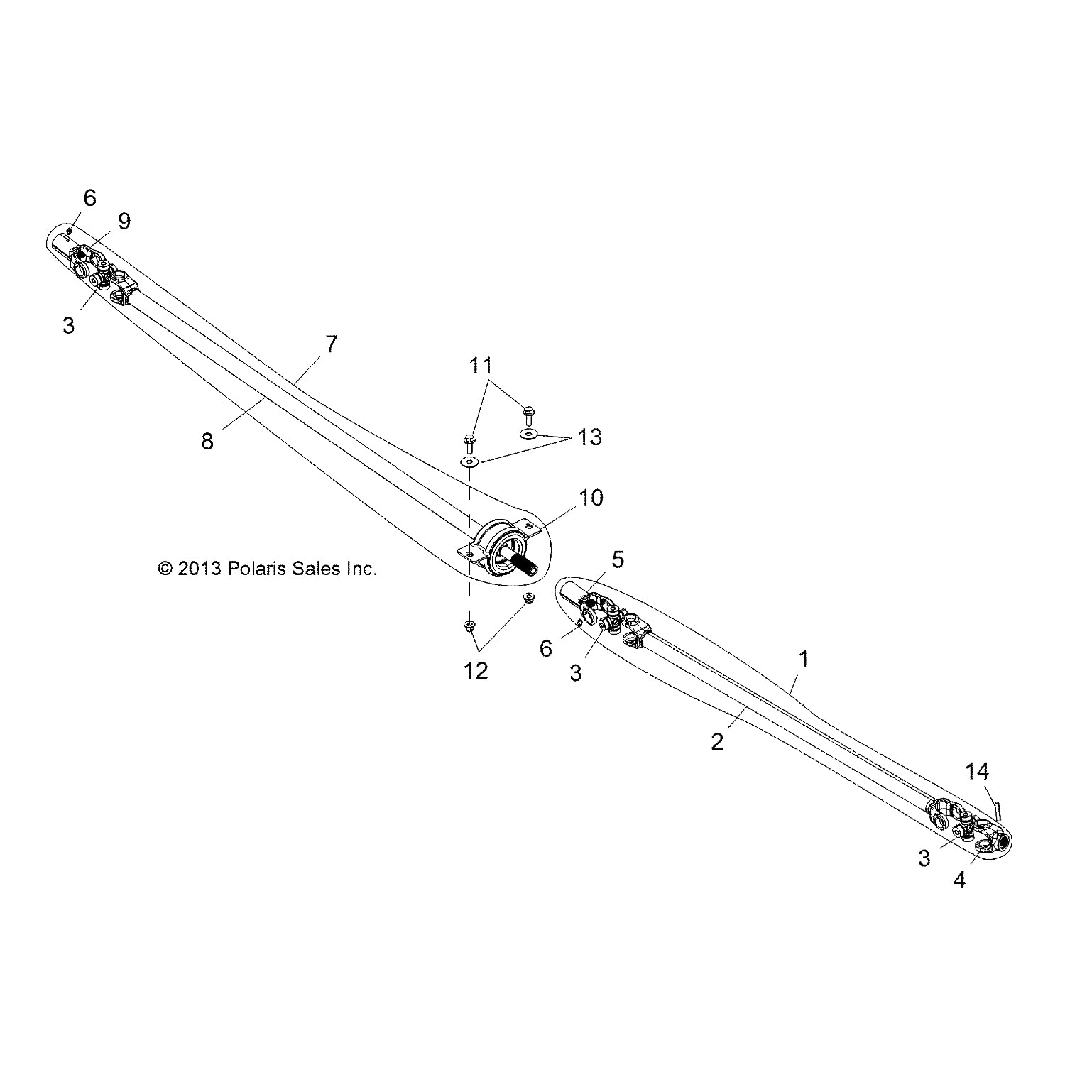 Polaris Ranger Front Propshaft Assembly, Genuine OEM Part 1333146, Qty 1