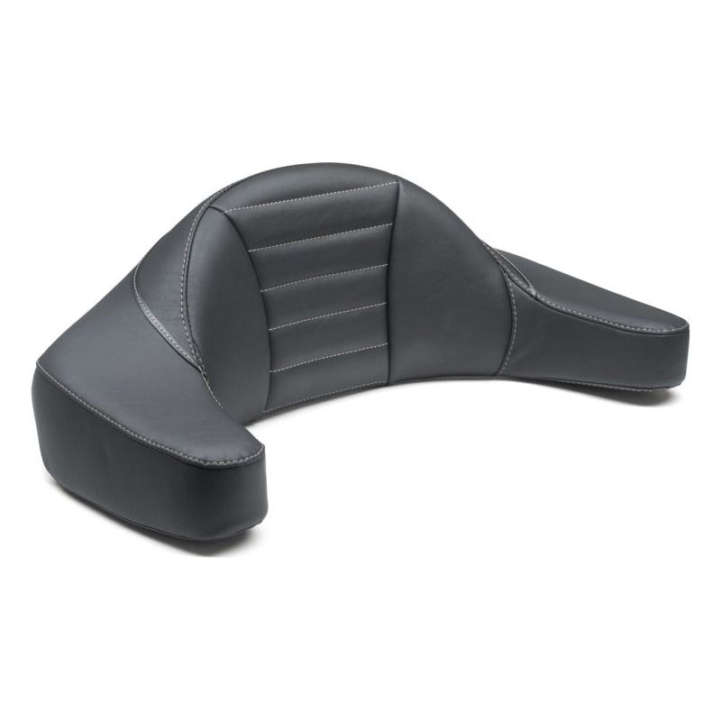 Mustang 93-13 HD FL Super Touring Extended Arm Wrap-Around Backrest Deluxe - Black w/Grey Stitching