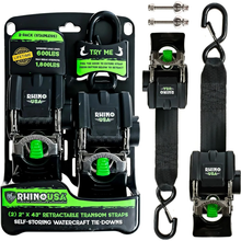 Rhino USA Retractable Transom Straps (2 Pack-Stainless)