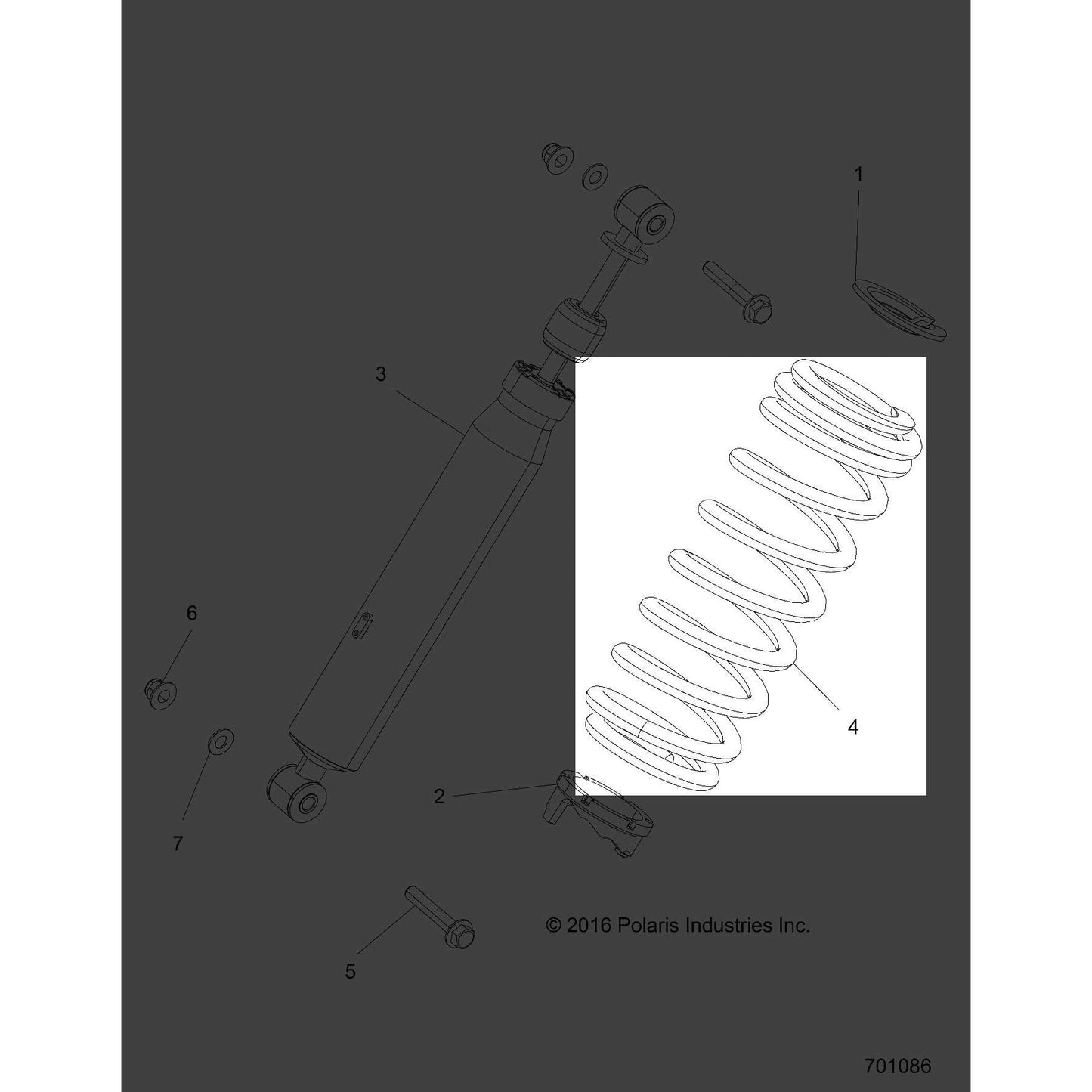 Polaris Ranger Spring 170#, 11.87 in, Matte Black, Genuine OEM Part 7044779-458, Qty 1