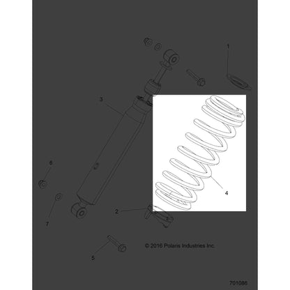 Polaris Ranger Spring 170#, 11.87 in, Matte Black, Genuine OEM Part 7044779-458, Qty 1