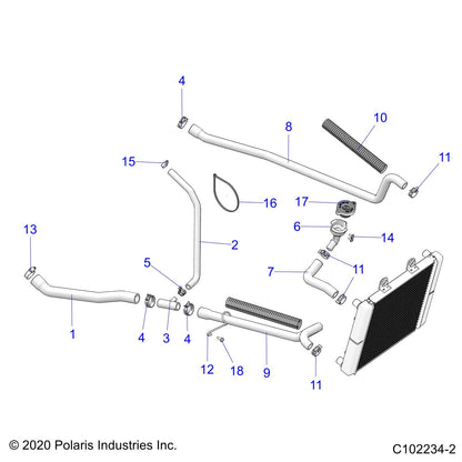 Polaris ATV Engine Hose, Lower, Genuine OEM Part 5414805, Qty 1
