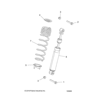 Polaris ATV Twin Tube Shock, Genuine OEM Part 7044663, Qty 1