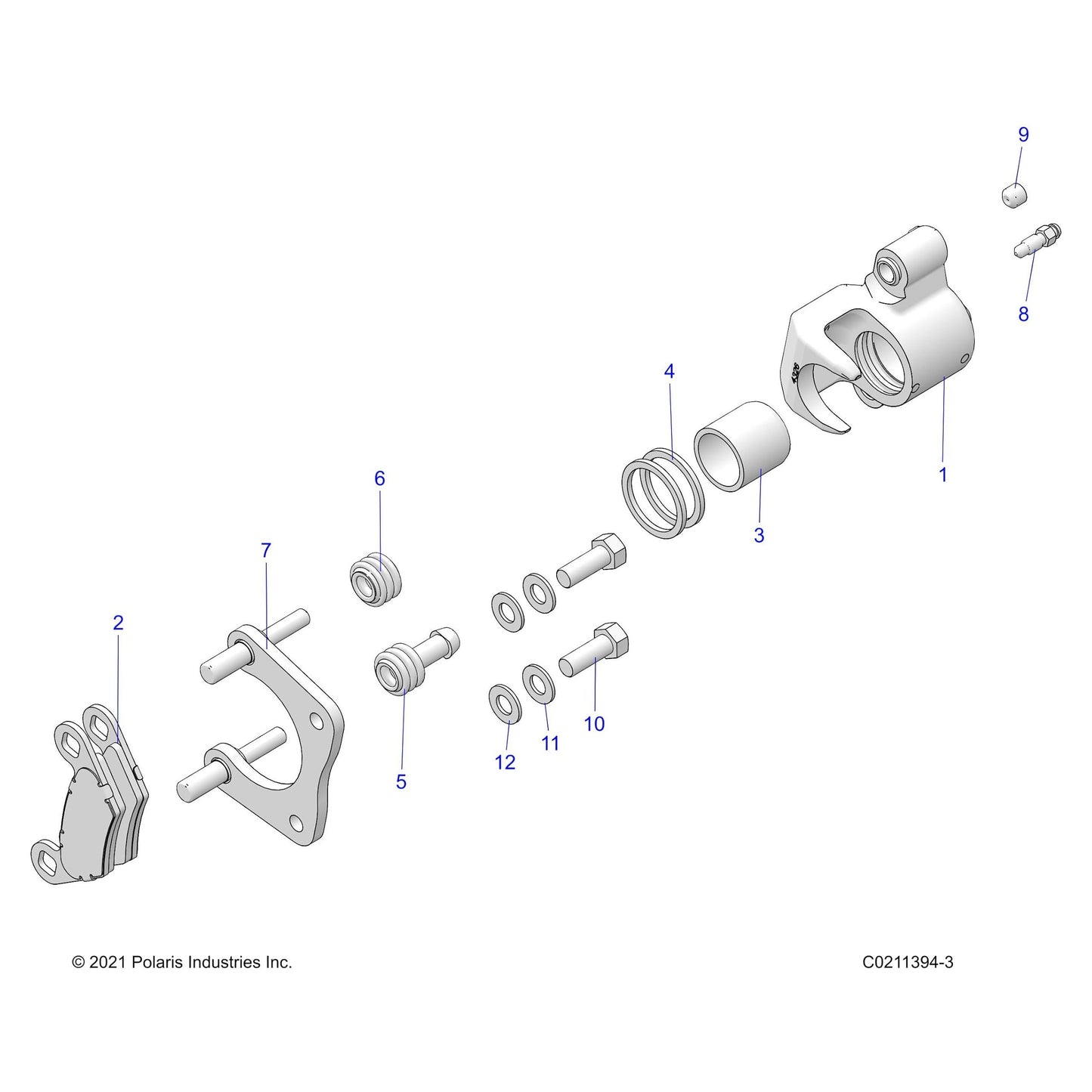 Polaris ATV Rear Caliper Mount Assembly, Genuine OEM Part 1911416, Qty 1
