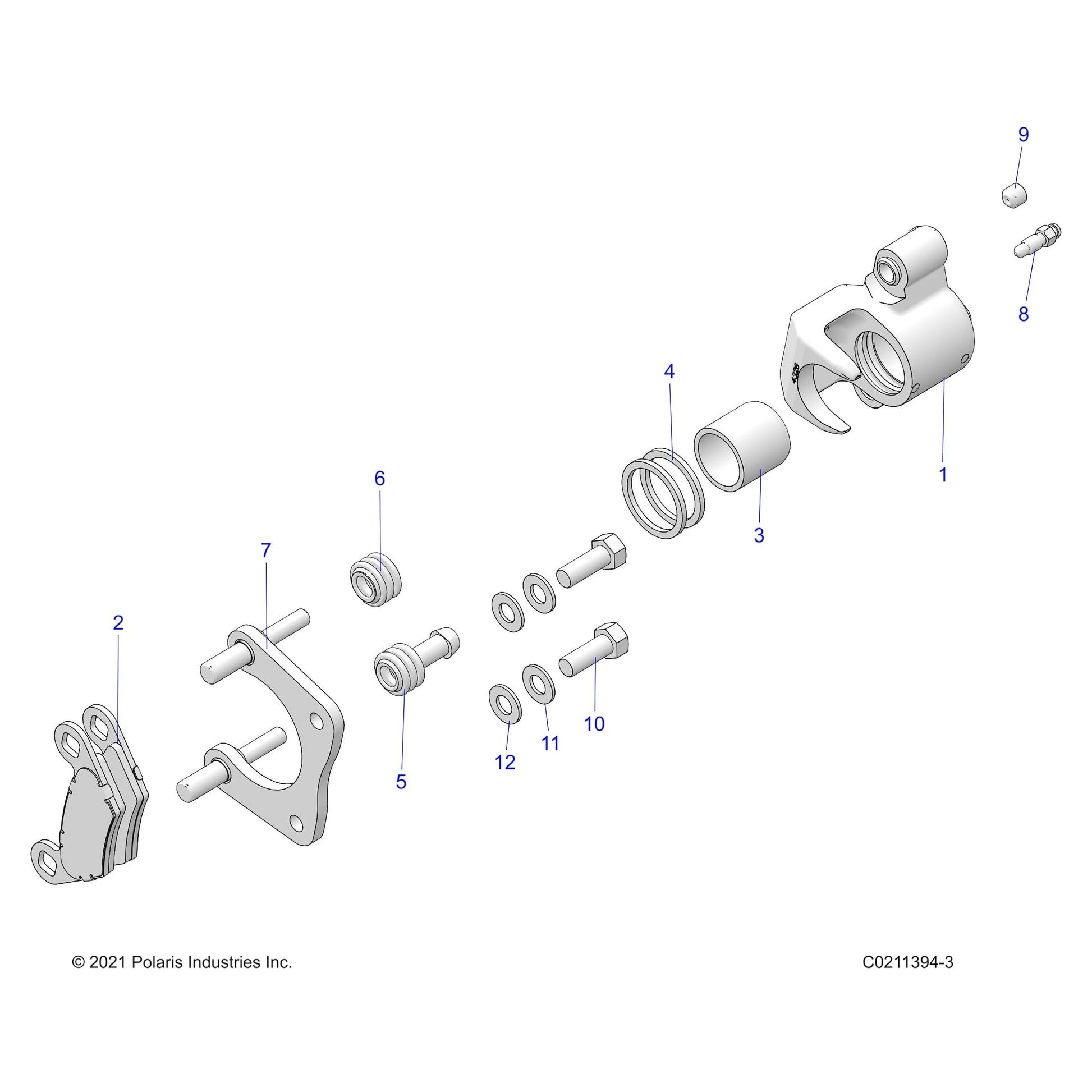 Polaris ATV Rear Caliper Mount Assembly, Genuine OEM Part 1911416, Qty 1