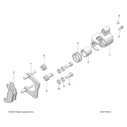 Polaris ATV Rear Caliper Mount Assembly, Genuine OEM Part 1911416, Qty 1