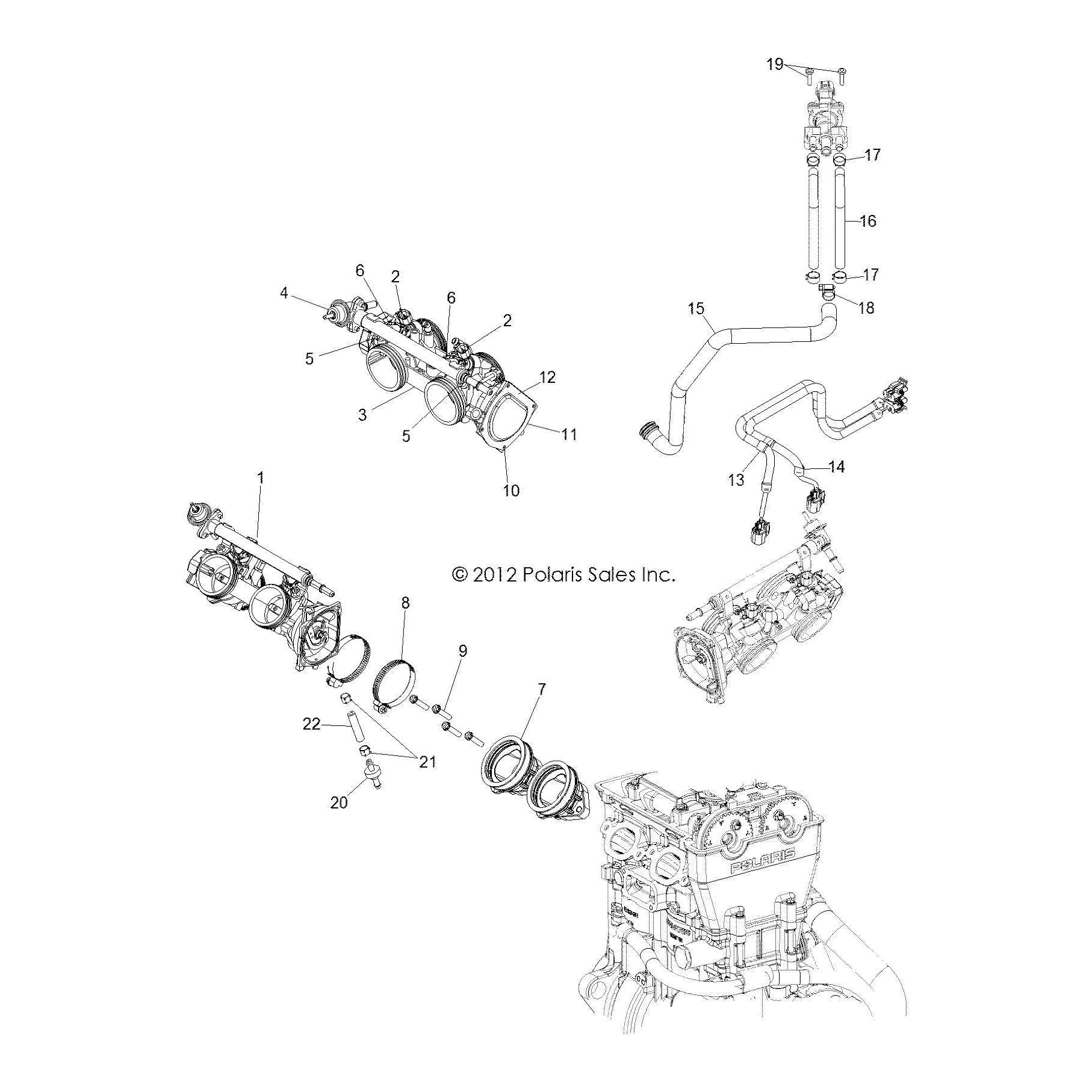 Polaris RZR Fuel Injector Assembly, Black, Genuine OEM Part 1204366, Qty 1