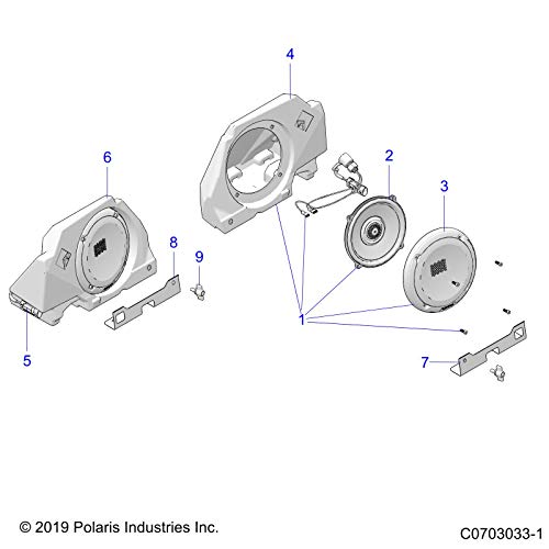 Polaris RZR Speaker Housing, Rear, Left, Genuine OEM Part 5455804, Qty 1