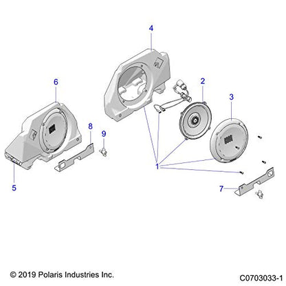 Polaris RZR Speaker Housing, Rear, Left, Genuine OEM Part 5455804, Qty 1