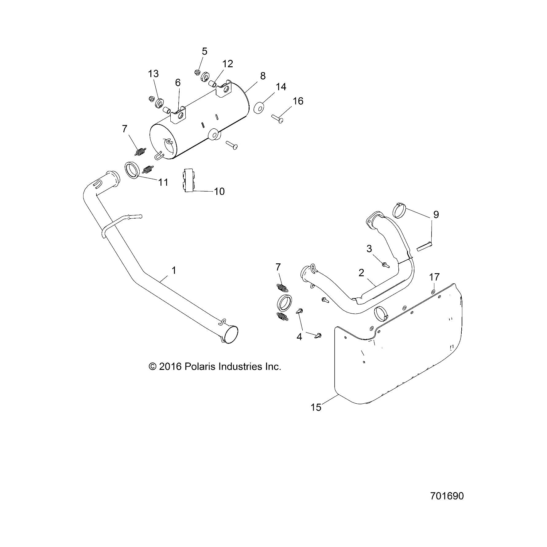 Polaris Ranger Headpipe Assembly, DSL, Genuine OEM Part 1262548, Qty 1