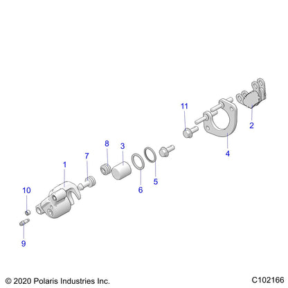Polaris ATV Brake Caliper Assembly, Front, Right, Genuine OEM Part 1911151, Qty 1