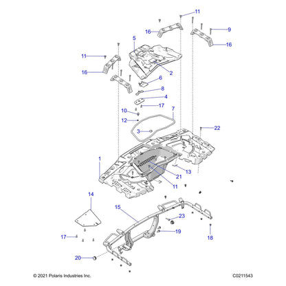 Polaris ATV Rear Rack, Gloss Black, Genuine OEM Part 2636153-070, Qty 1