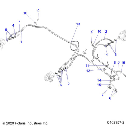 Polaris ATV Service Brake Line, Genuine OEM Part 1913034, Qty 1