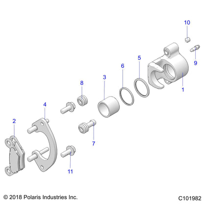 Polaris ATV Caliper Mount Assembly, Genuine OEM Part 1911225, Qty 1