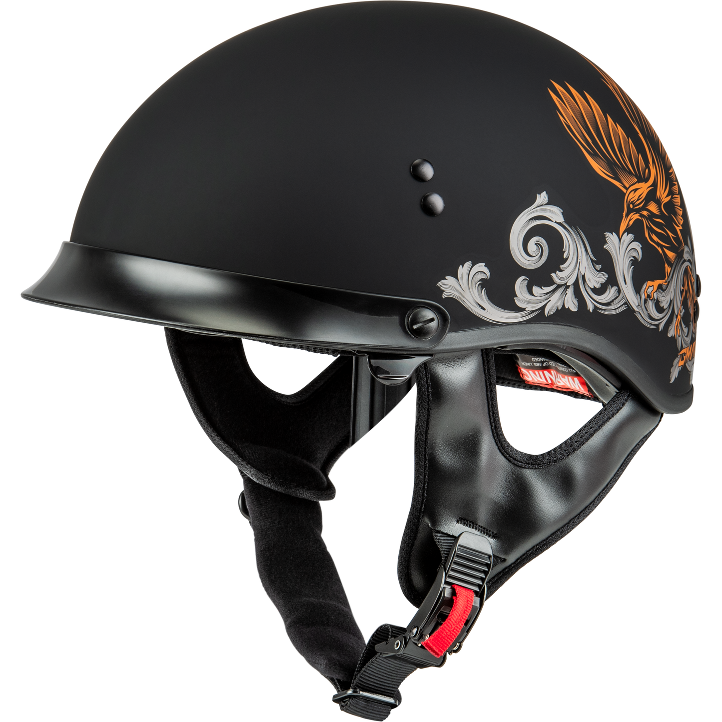 Hh 65 Corvus Helmet W/Peak Matte Black/Silver/Orange 2x