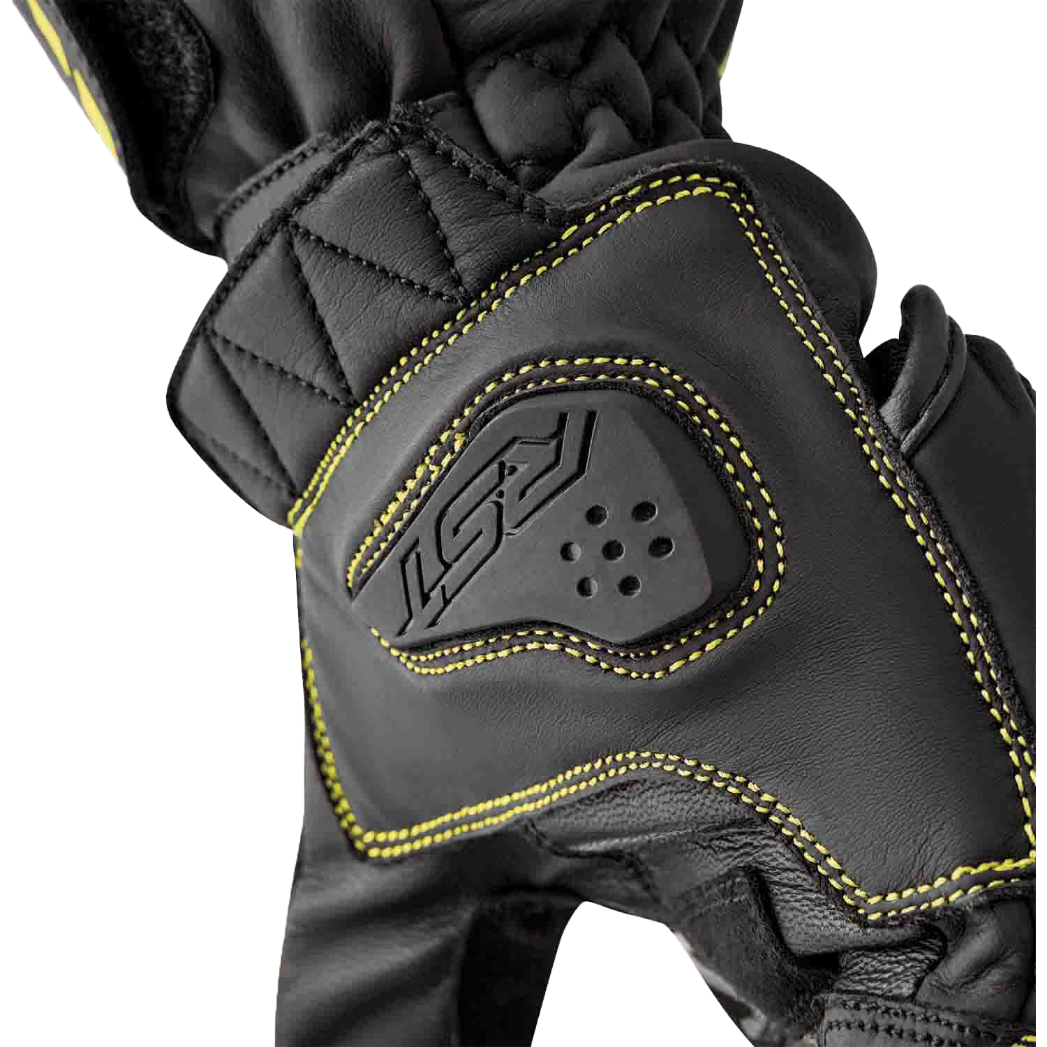 S1 Glove Blk/Flo Yel Leather Lg