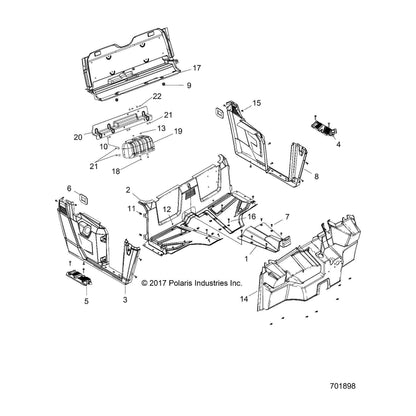 Polaris Ranger Rear Floor, Gloss Black, Genuine OEM Part 5451452-070, Qty 1