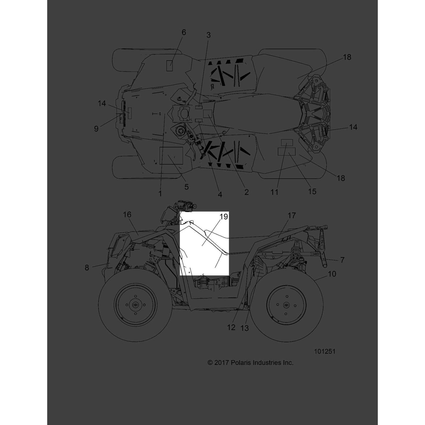 Polaris ATV Side Decal, Scrambler 850, Left, Genuine OEM Part 7186835, Qty 1