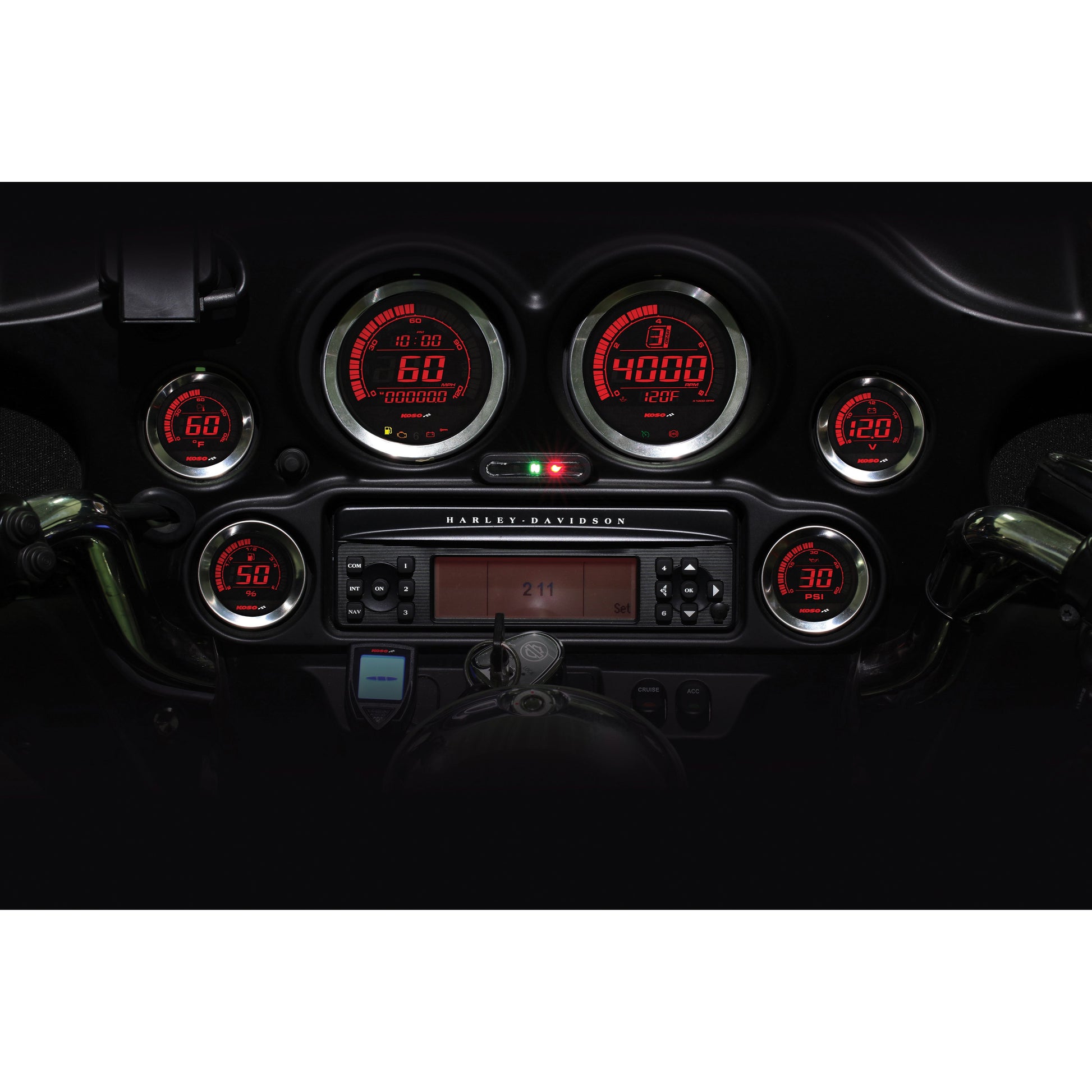 Hd 02 Series Gauge Kit Silver Bezel Oil Temp