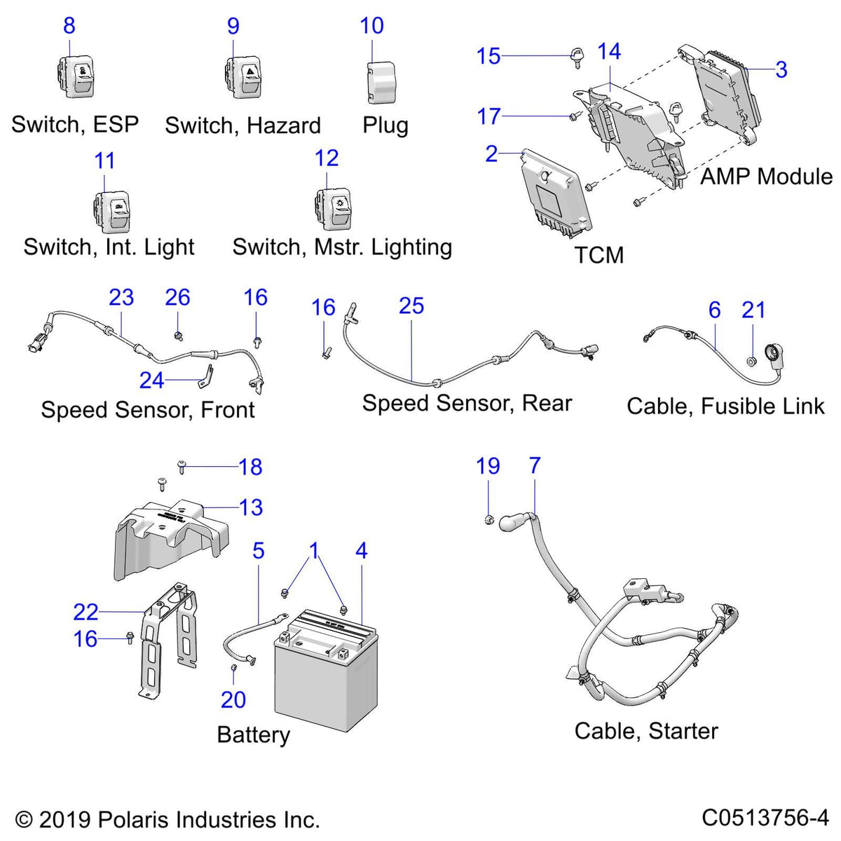Polaris Slingshot CABLE-STARTER,4AWG, Genuine OEM Part 4018333, Qty 1