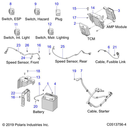 Polaris Slingshot CABLE-STARTER,4AWG, Genuine OEM Part 4018333, Qty 1