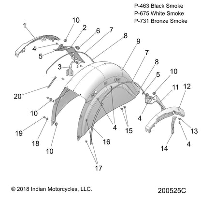 Indian Motorcycle Fender Closeout Bracket, Left, Genuine OEM Part 1023756, Qty 1