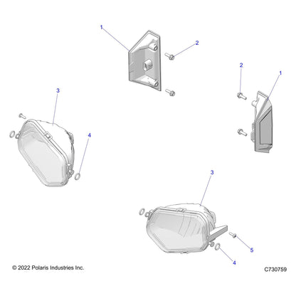 Polaris Ranger Bumper Headlight Assembly, Right, Genuine OEM Part 2412668, Qty 1
