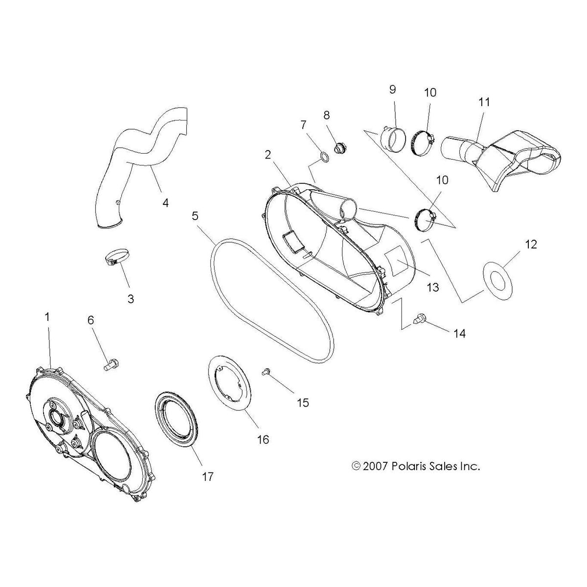 Polaris Ranger Clutch Cover Kit, Inner, Genuine OEM Part 2201954, Qty 1