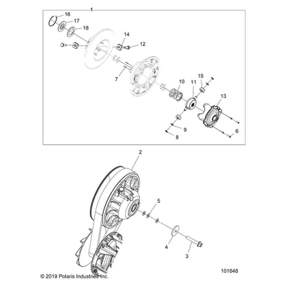 Polaris ATV Driven Clutch, Genuine OEM Part 1323631, Qty 1