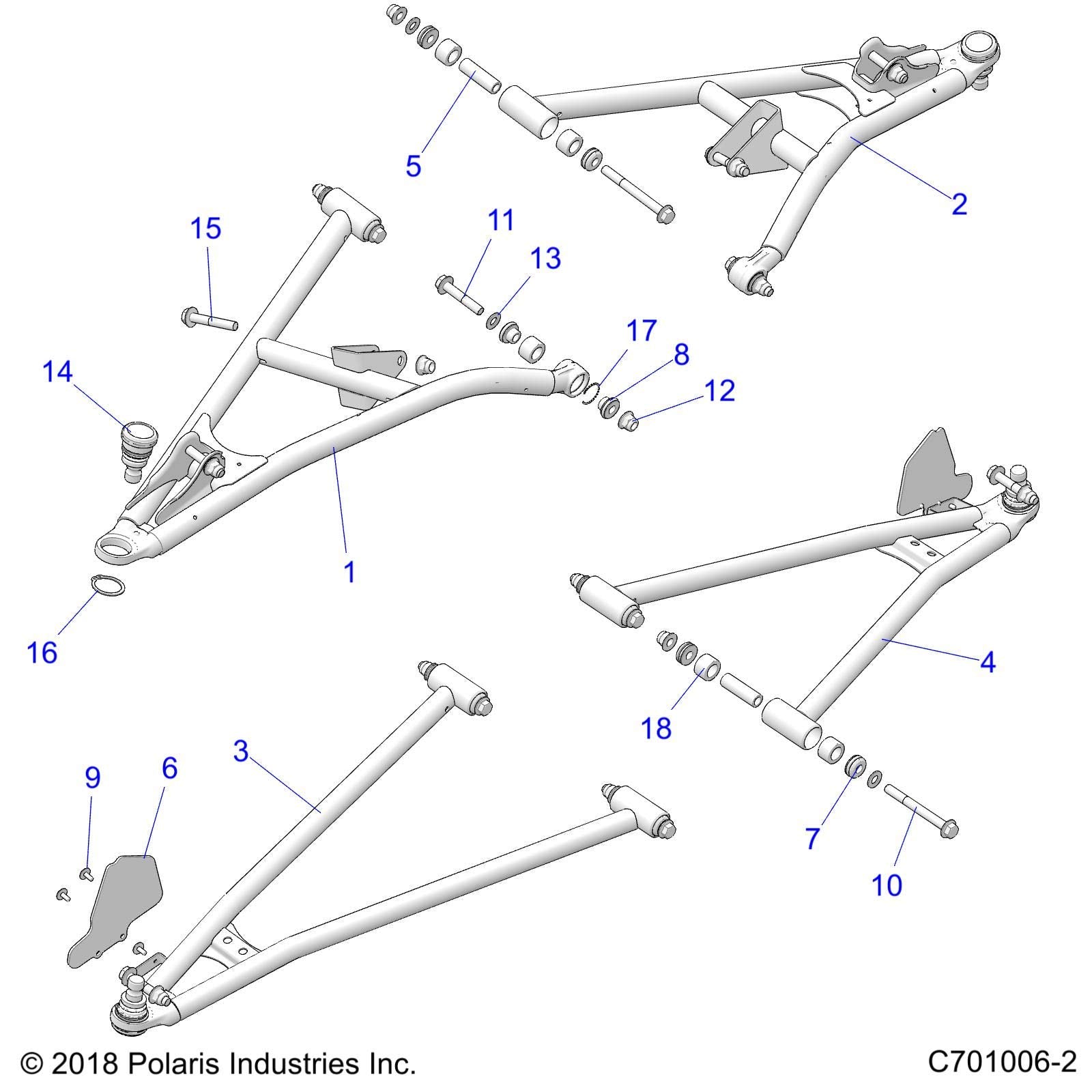 Polaris RZR Control Arm Weld, Upper, Front, Right, 64, BLK, Genuine OEM Part 1025144-458, Qty 1