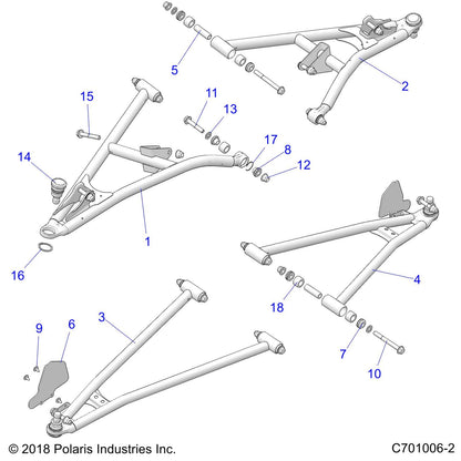 Polaris RZR Control Arm Weld, Upper, Front, Right, 64, BLK, Genuine OEM Part 1025144-458, Qty 1
