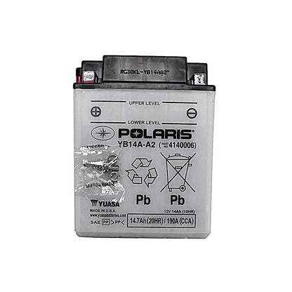 Polaris 12V 14Ah Sealed Rechargeable Battery for Specific Sportsman, Scrambler, ACE, Snowmobile Models and More, YB14A-A2, 190A CCA, High Cranking Power, Snowmobile, ATV Battery - 4140006