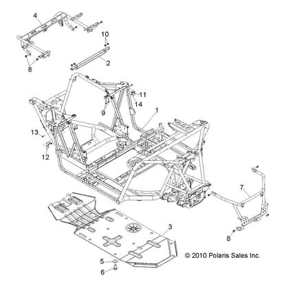 Polaris RZR Skid Plate, Plastic, Gloss Black, Genuine OEM Part 5438321-070, Qty 1