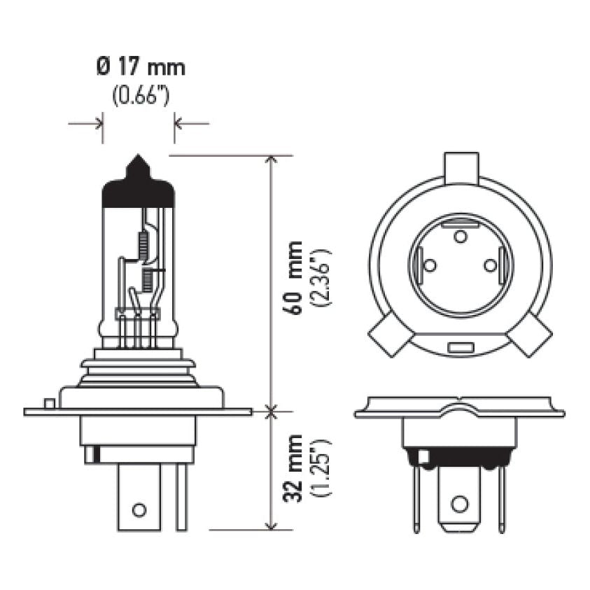 Hella H4 12V 130/90W Halogen Headlight Bulb - Universal