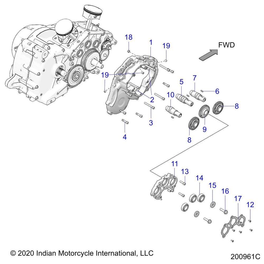 
                      
                        Indian Motorcycle Camshaft Exhaust Assembly, Rear, Genuine OEM Part 1206000, Qty 1
                      
                    