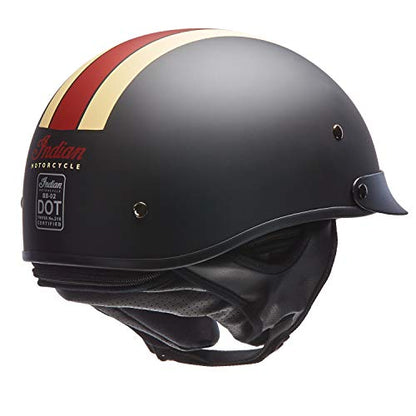 Indian Motorcycle Half Helmet with Retro Racing Stripe, Black - M - 286369603
