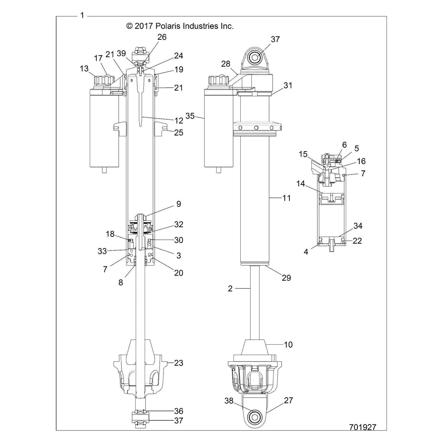 Polaris RZR Piggyback Shock, Front, Right, RZR XP, Genuine OEM Part 7044856, Qty 1