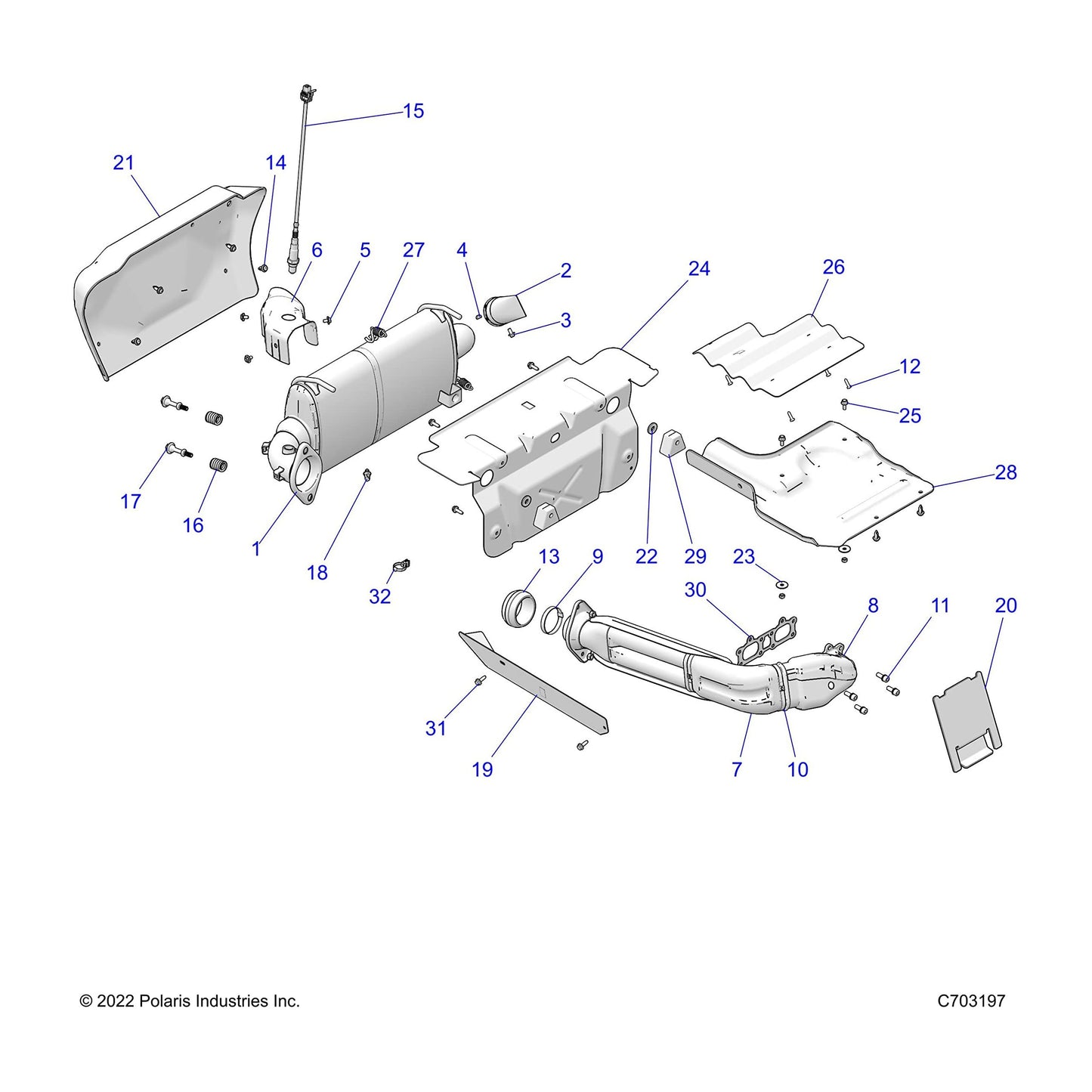 Polaris RZR Silencer Assembly, Genuine OEM Part 1263066, Qty 1