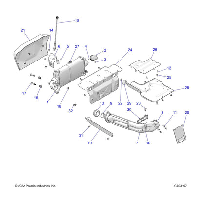 Polaris RZR Silencer Assembly, Genuine OEM Part 1263066, Qty 1