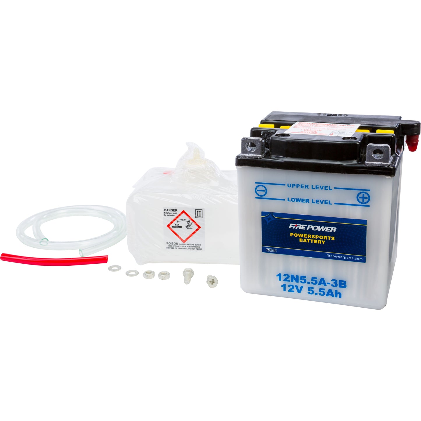 Battery W/Acid 12n5.5a 3b 12v