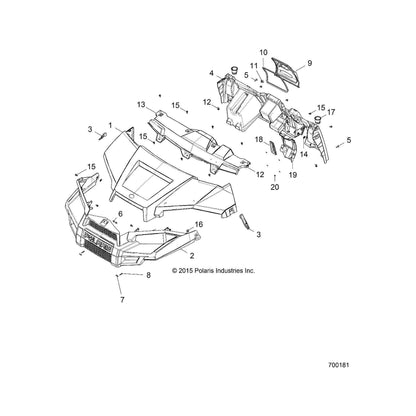 Polaris Ranger Dash Panel Kit, Lower, RANGER 500/570, Genuine OEM Part 2207120, Qty 1